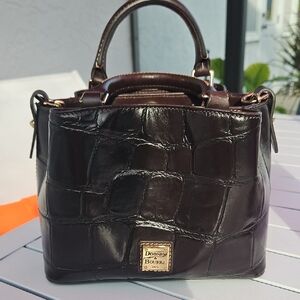 Dooney & Bourke Black Croc-Embossed Satchel
